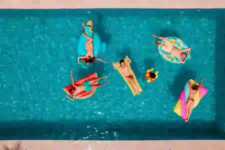 University Crossing Residents in the Pool